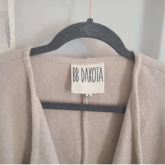 BB Dakota cardigan coat womens small wool blend colorblock fringe - Picture 3 of 5